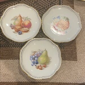 Schumann Arzberg Serving Platter & Mismatched Plates Fruit Pattern Germany